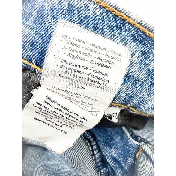 Cheap Monday Acid Wash Denim Tight Skin Used Straight Jeans Zip Fly Size 29 / 32 - Picture 7 of 8